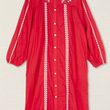 Red Floral Embroidered Kurta Dress