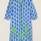 Vestido Kurta Ondas Bordada Azul