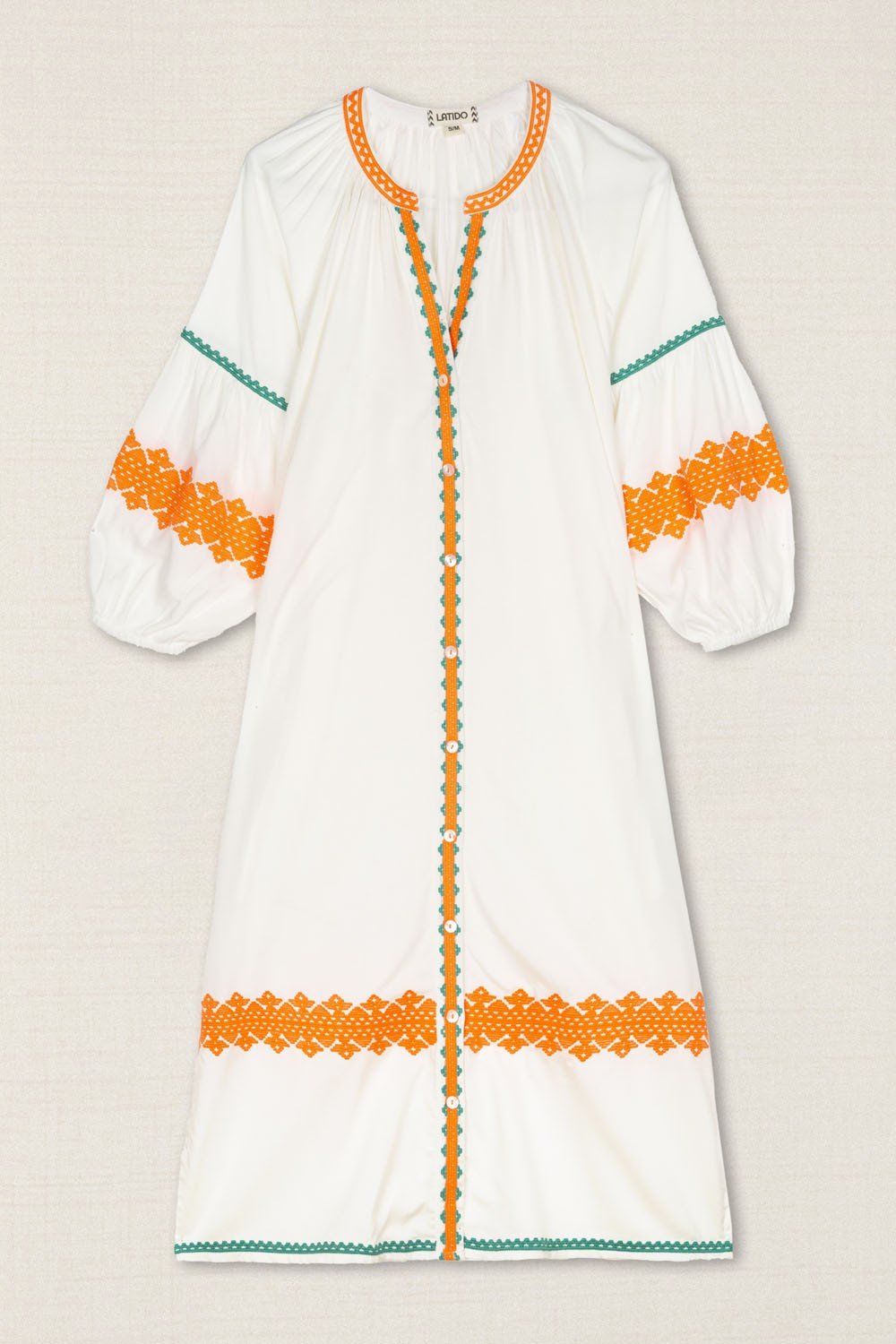 Vestido Kurta Bordado Étnico Naranja