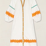 Vestido Kurta Bordado Étnico Naranja