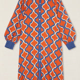 Red Geometrical Shirt Dress