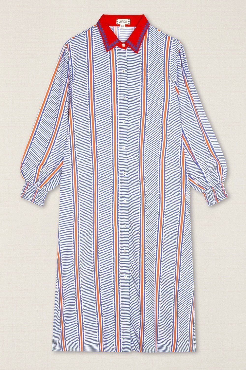 Vestido Camisero Rayado Azul