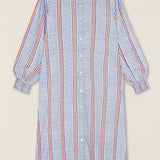 Vestido Camisero Rayado Azul