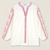 Blusa Bordado Hojas Fucsia