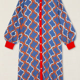 Blue Geometries Shirt Dress