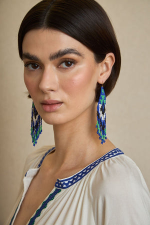 Aztec Cascade Blue Earrings