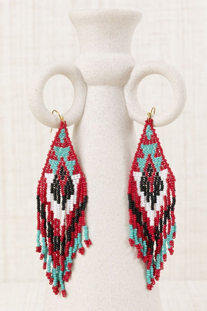 Aztec Red Cascade Earrings