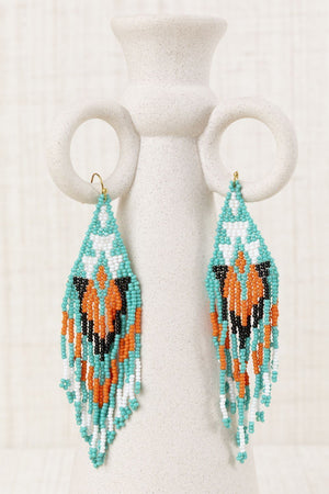 Orange Aztec Waterfall Earrings