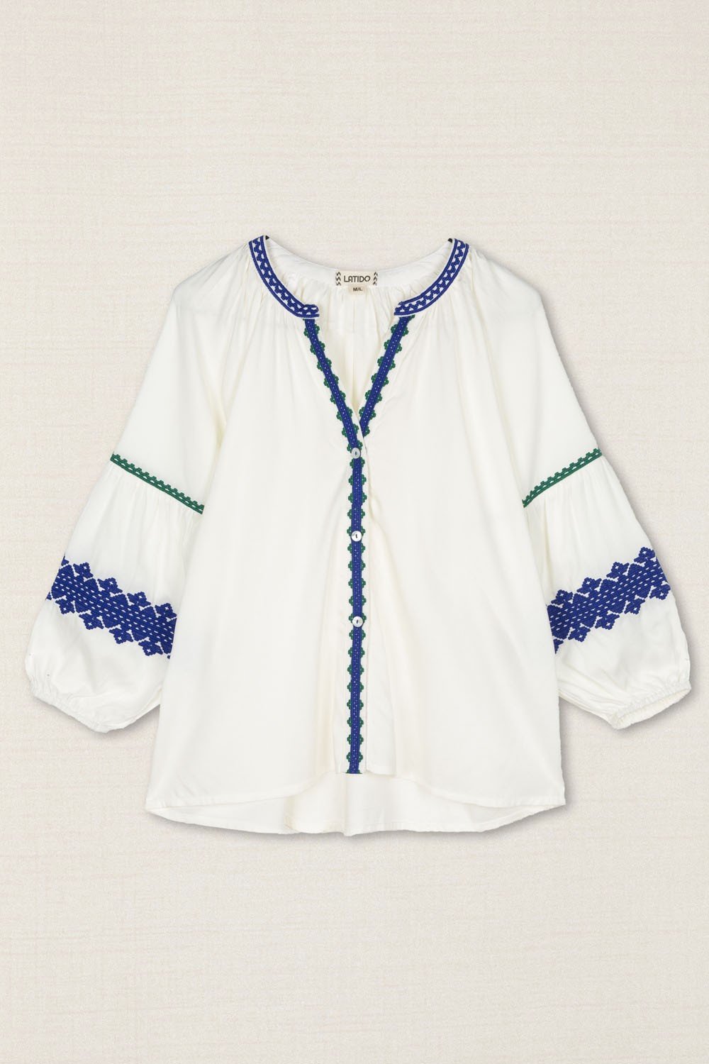 Blusa Bordado Étnico Verde
