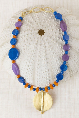 Collar Colgante Medallón Azul