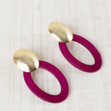 Pendientes Ovalados Resina Fucsia