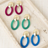 Pendientes Ovalados Resina Azul