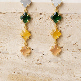 Pendientes Largos Piedra Semipreciosas Blanco