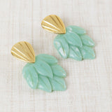 Pendientes Hojas Resina Turquesa