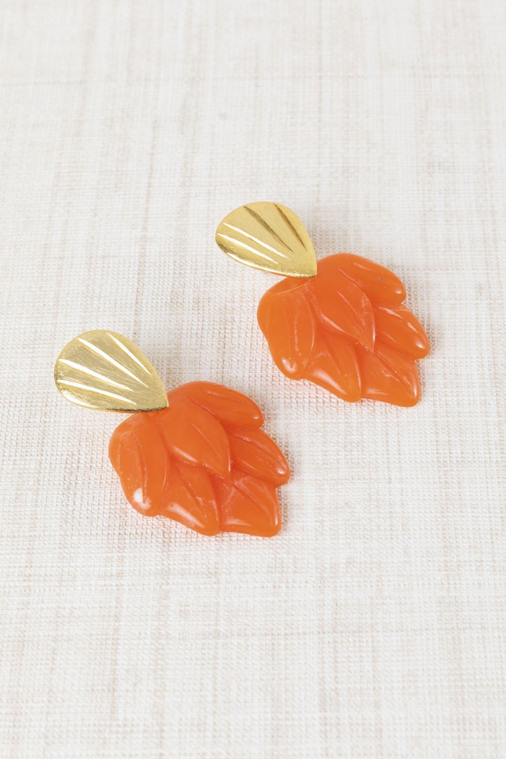 Pendientes Hojas Resina Naranja