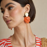 Pendientes Hojas Resina Naranja