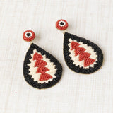 Two-tone Teardrop Earrings - Red