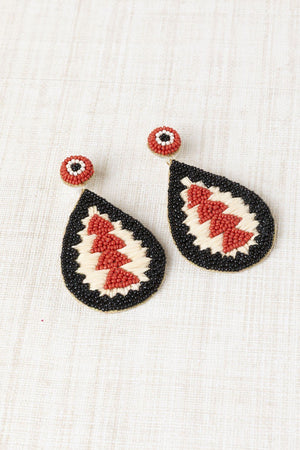 Two-tone Teardrop Earrings - Red