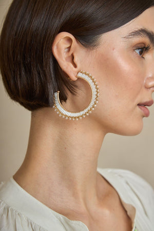 White Hoop Earrings