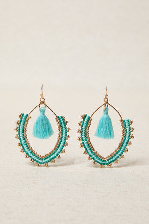 Blue Pom Pom Earring