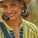 Blue Pom Pom Earring