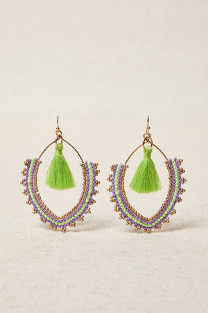 Green Pom-pom Earring
