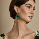 Pendientes Gota Bordado Verde