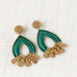 Pendientes Gota Bordado Verde