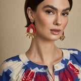 Pendientes Gota Bordado Rojo