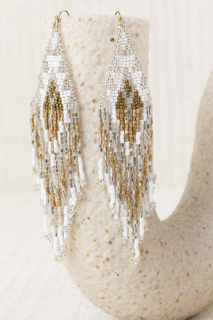 White Japanese Resin Waterfall Earrings