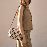 Medium Rhombus Print Brown Handbag
