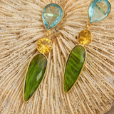 Pendiente Oro y Cristal Azul