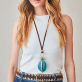 Leather Belt with Brown Crochet Trim