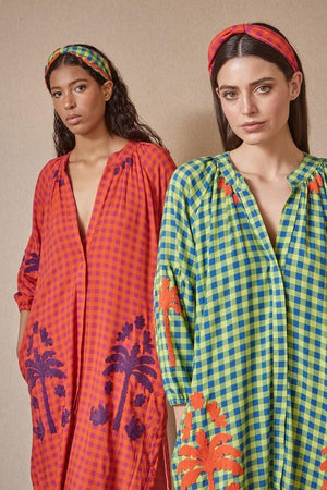Embroidered Gingham Kurta Yellow/Blue Gingham