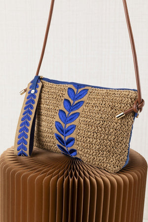 Bolso Mano Cinta Bordada Azul