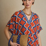 Bolso Mano Cinta Bordada Azul