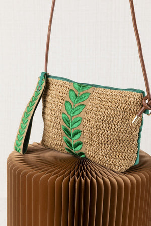 Bolso Mano Cinta Bordada Verde