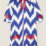 Vestido Kurta ZigZag Bordado Azul