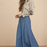 Blue Boho Embroidered Blouse