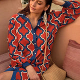 Red Geometrical Shirt Dress