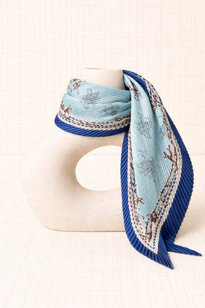 Blue Pleated Flower Scarves