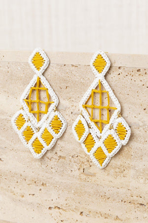 Yellow Raffia Diamond Earrings