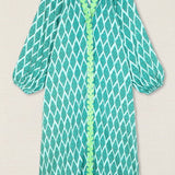 Embroidered Diamond Kurta Dress Green