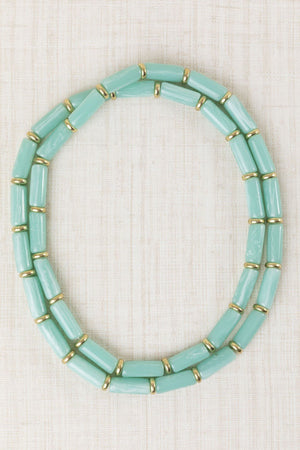 Collar Largo Tubular Turquesa