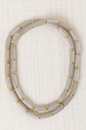 Long Gray Tubular Necklace