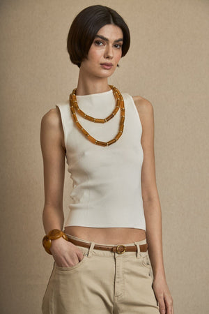 Collar Largo Tubular Camel