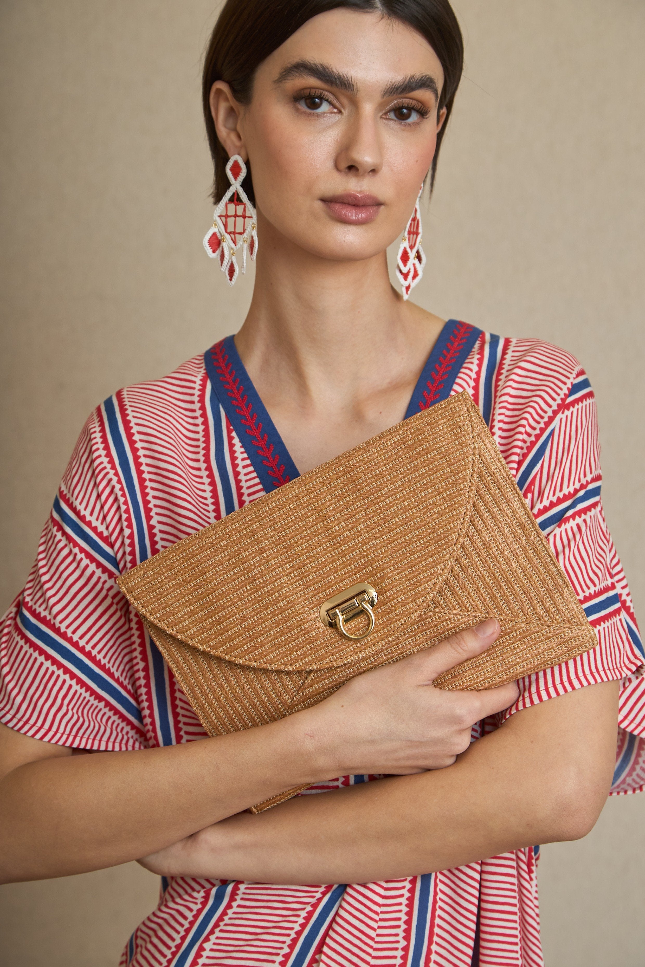 Bolso Rafia Metalizado Marrón