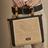 Bolso Rafia y Bambú Negro