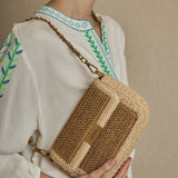 Bolso Rafia Solapa Mini Beige