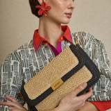 Bolso Rafia Solapa Midi Negro